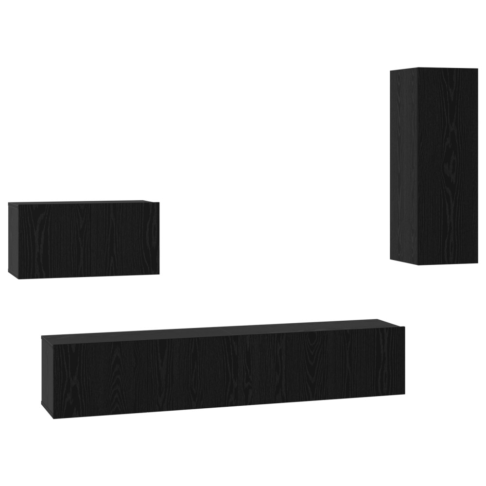 vidaXL Dulap pentru TV pe Perete 4 pcs Stejar negru 200 x 30 x 30 cm