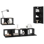 vidaXL Dulap pentru TV pe Perete 4 pcs Stejar negru 200 x 30 x 30 cm
