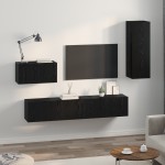 vidaXL Dulap pentru TV pe Perete 4 pcs Stejar negru 200 x 30 x 30 cm