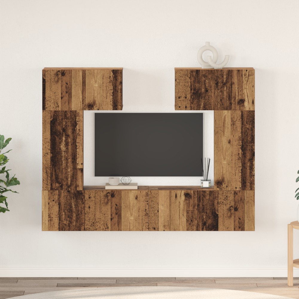 vidaXL Set comodă TV 6 pcs Lemn vechi 80 x 30 x 30 cm Lemn compozit