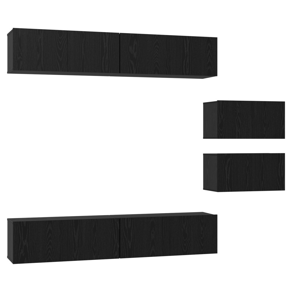 vidaXL Set comodă TV 6 pcs Stejar negru 80 x 30 x 30 cm Lemn compozit