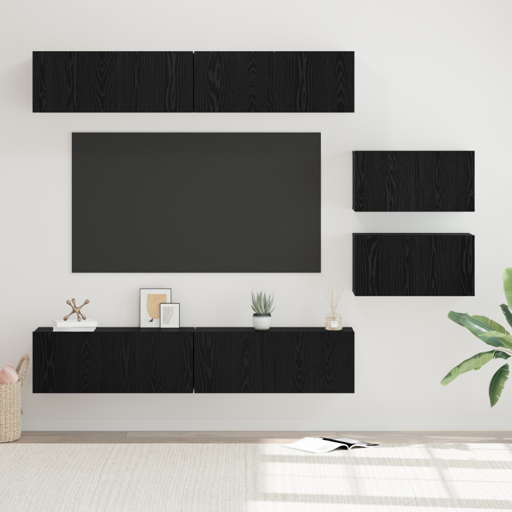 vidaXL Set comodă TV 6 pcs Stejar negru 80 x 30 x 30 cm Lemn compozit