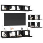 vidaXL Set comodă TV 6 pcs Stejar negru 80 x 30 x 30 cm Lemn compozit vidaXL Set comodă TV 6 pcs Stejar negru 80 x 30 x 30 cm Lemn compozit