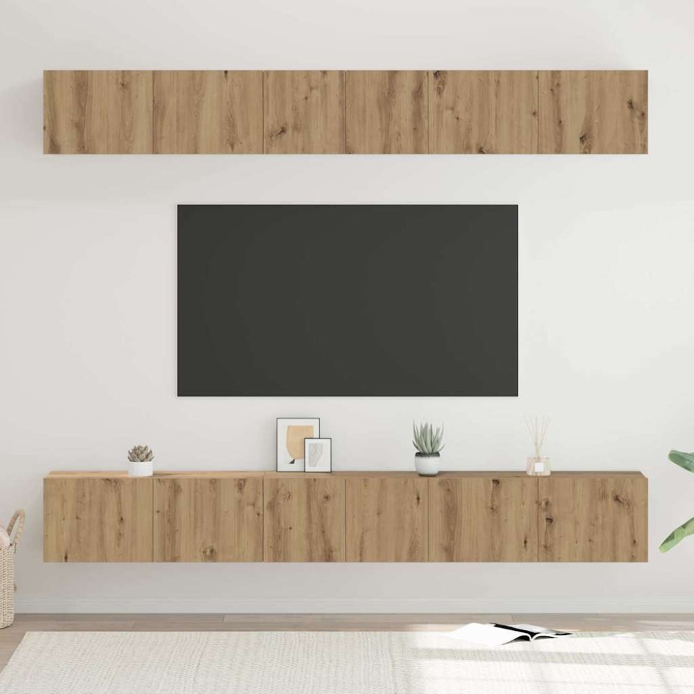 vidaXL Set comodă TV Pe perete 6 pcs stejar artizanal 80 x 30 x 30 cm