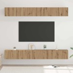 vidaXL Set comodă TV Pe perete 6 pcs stejar artizanal 80 x 30 x 30 cm vidaXL Set comodă TV Pe perete 6 pcs stejar artizanal 80 x 30 x 30 cm