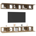 vidaXL Set comodă TV Pe perete 6 pcs stejar artizanal 80 x 30 x 30 cm vidaXL Set comodă TV Pe perete 6 pcs stejar artizanal 80 x 30 x 30 cm