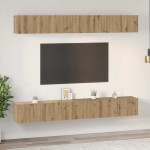 vidaXL Set comodă TV Pe perete 6 pcs stejar artizanal 80 x 30 x 30 cm vidaXL Set comodă TV Pe perete 6 pcs stejar artizanal 80 x 30 x 30 cm