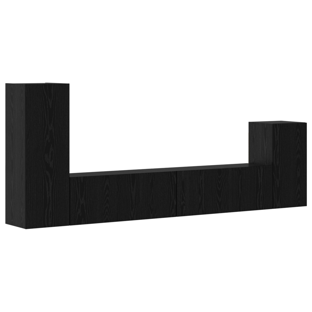 vidaXL Dulap pentru TV pe Perete 4 pcs Stejar negru Lemn compozit