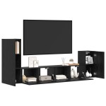 vidaXL Dulap pentru TV pe Perete 4 pcs Stejar negru Lemn compozit