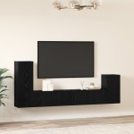 vidaXL Dulap pentru TV pe Perete 4 pcs Stejar negru Lemn compozit