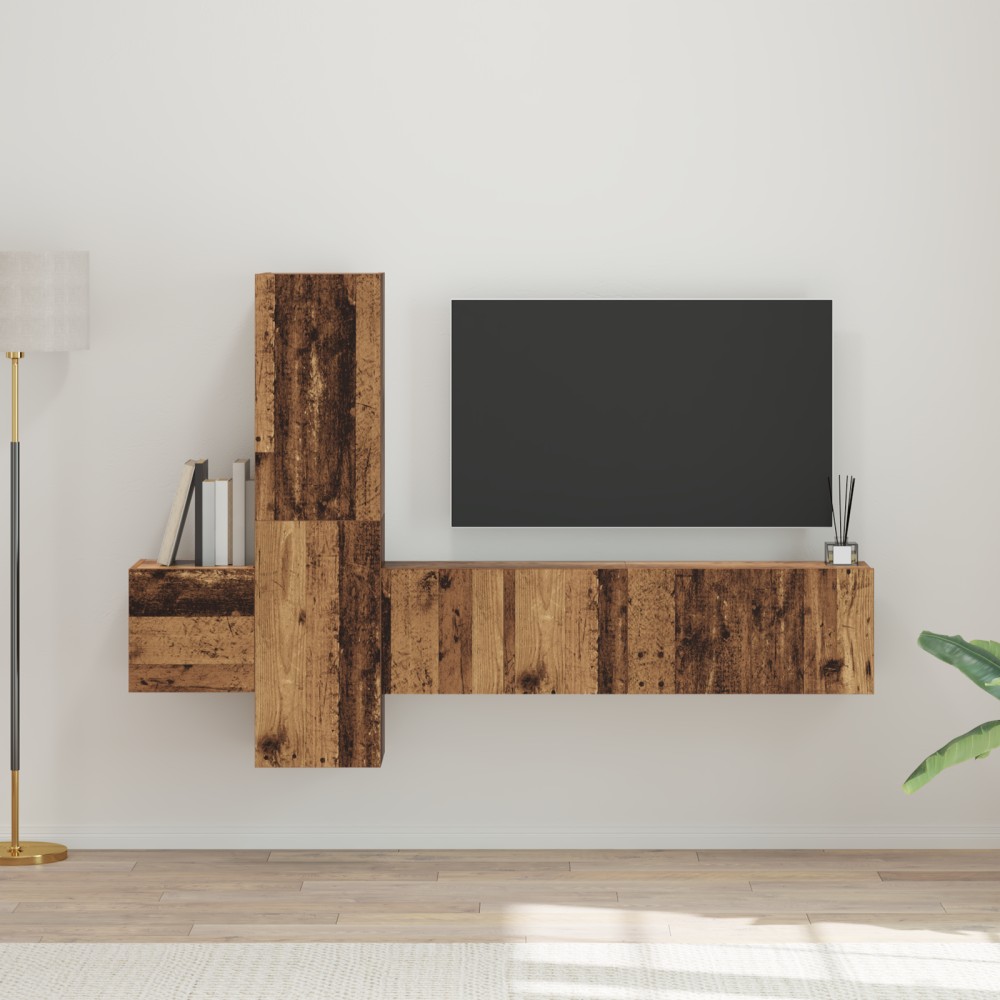 vidaXL Set comodă TV 5 pcs Lemn vechi 181 x 30 x 120 cm Lemn compozit
