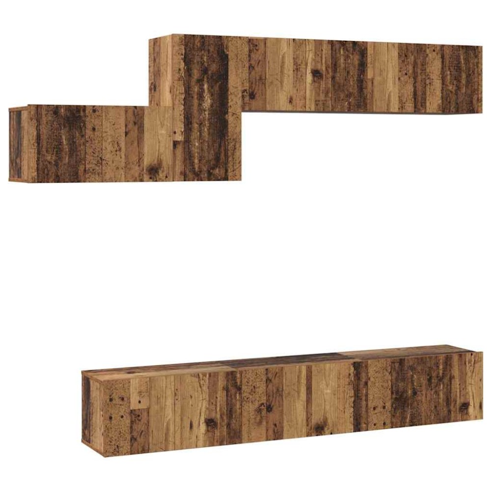vidaXL Set comodă TV 7 pcs Lemn vechi 60 x 30 x 30 cm Lemn compozit