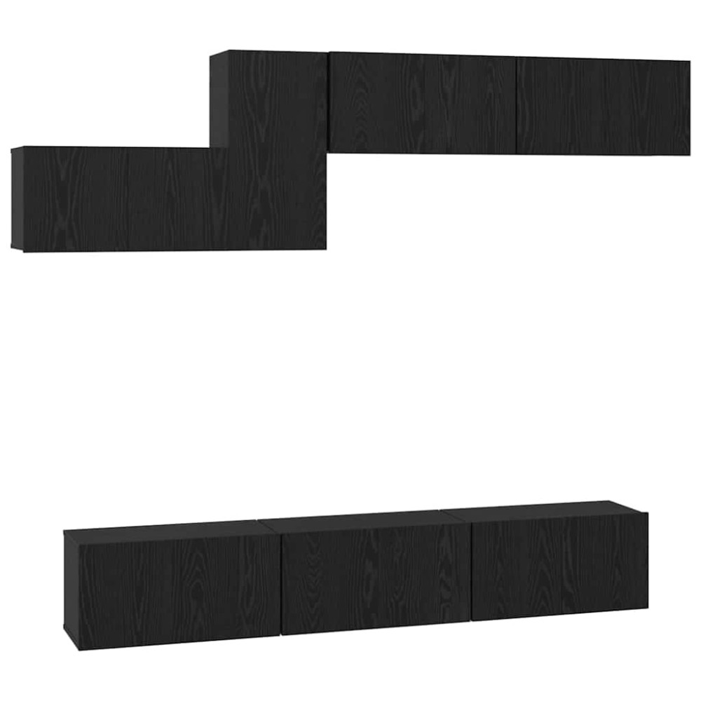 vidaXL Set comodă TV 7 pcs Stejar negru 60 x 30 x 30 cm Lemn compozit