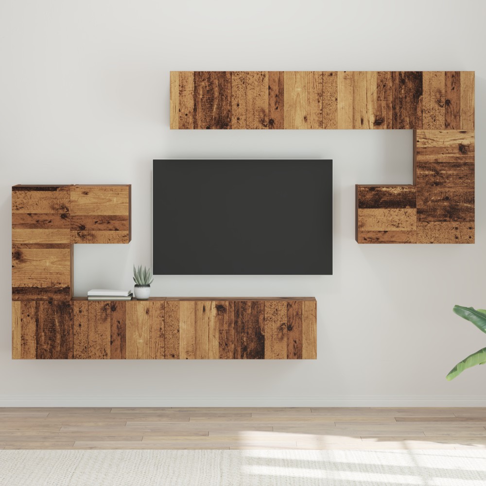 vidaXL Set comodă TV 8 pcs Lemn vechi Mediu 30.5 x 30 x 30 cm