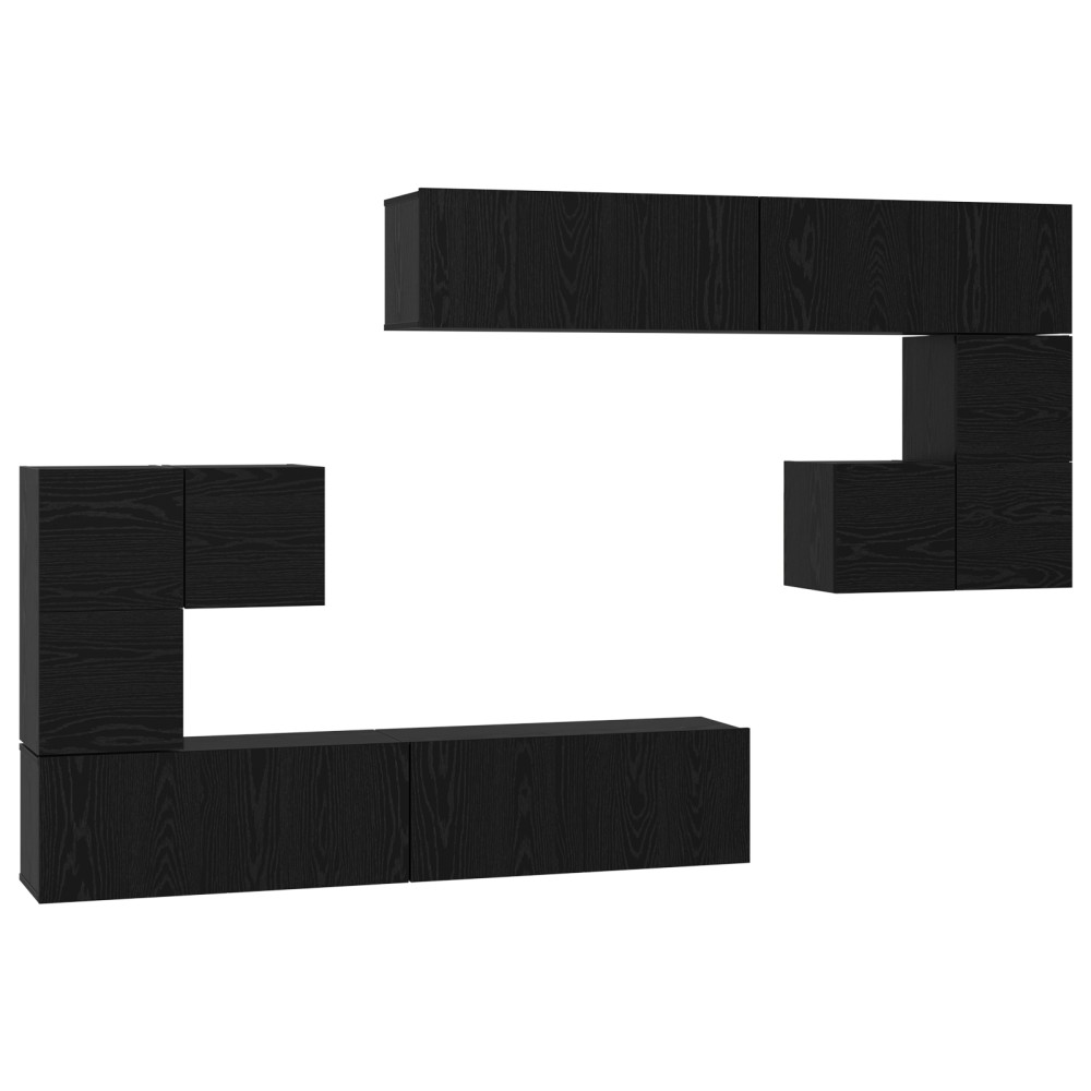 vidaXL Set comodă TV Pe perete 8 pcs Stejar negru