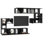 vidaXL Set comodă TV Pe perete 8 pcs Stejar negru vidaXL Set comodă TV Pe perete 8 pcs Stejar negru