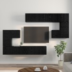 vidaXL Set comodă TV Pe perete 8 pcs Stejar negru vidaXL Set comodă TV Pe perete 8 pcs Stejar negru