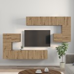 vidaXL Set comodă TV Pe perete 8 pcs stejar artizanal vidaXL Set comodă TV Pe perete 8 pcs stejar artizanal