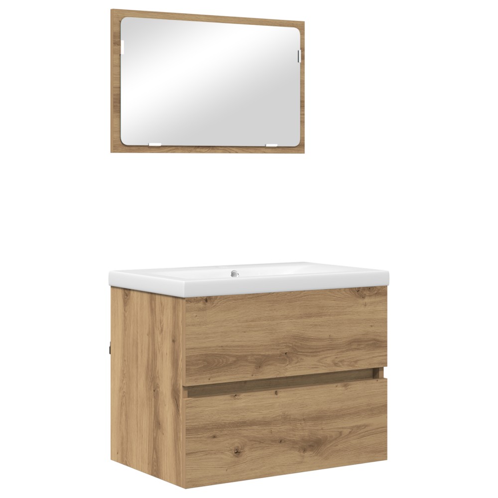 vidaXL Set de mobilier pentru baie Pe perete 3 pcs Stejar negru