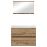 vidaXL Set de mobilier pentru baie Pe perete 3 pcs Stejar negru vidaXL Set de mobilier pentru baie Pe perete 3 pcs Stejar negru
