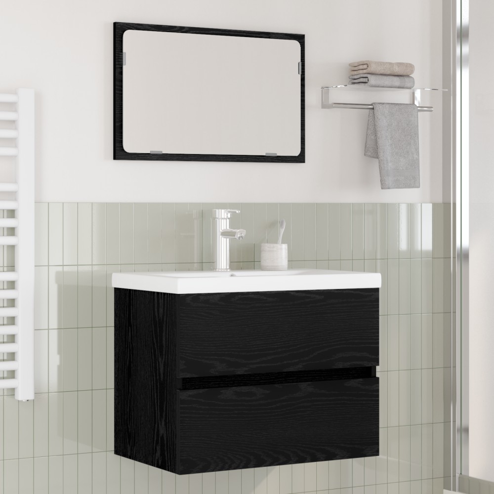 vidaXL Set de mobilier pentru baie Pe perete 3 pcs stejar artizanal