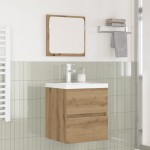 vidaXL Set de mobilier pentru baie cu sertar 2 pcs Stejar negru și Alb