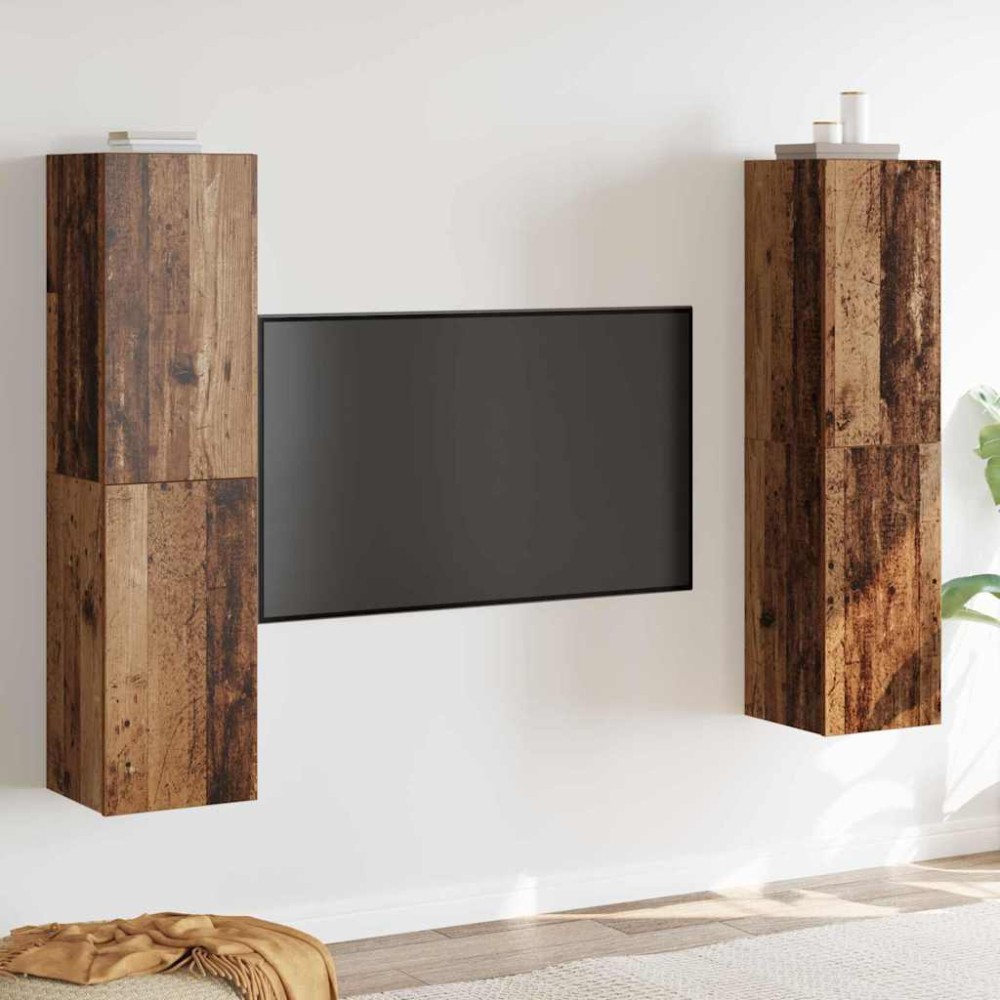 vidaXL Set Dulapuri TV Pe perete 4 pcs Lemn vechi 30.5 x 30 x 60 cm