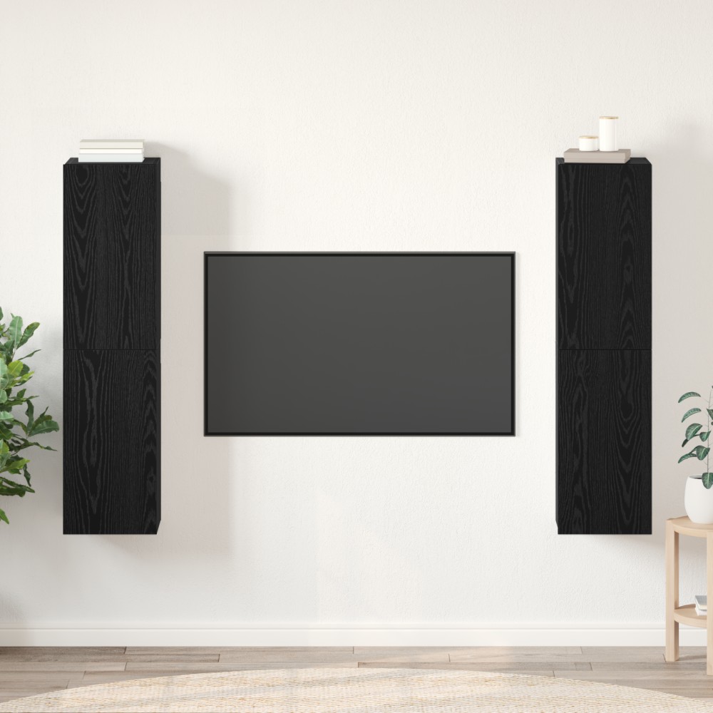 vidaXL Set Dulapuri TV Pe perete 4 pcs Stejar negru 30.5 x 30 x 60 cm