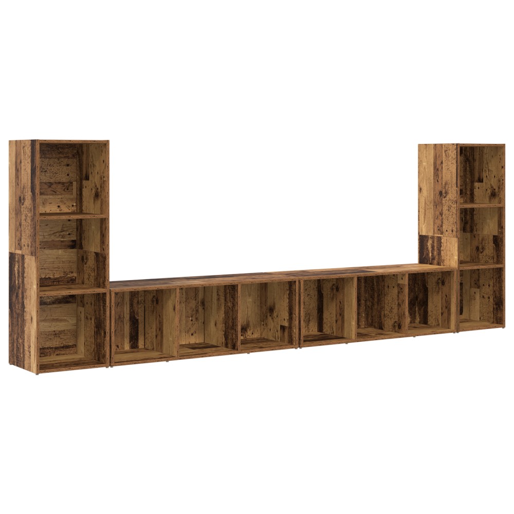 vidaXL Cabinet TV 4 pcs Lemn vechi 37 x 35 x 107.5 cm Lemn stratificat