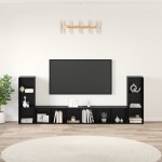 vidaXL Cabinet TV cu raft cu depozitare 4 pcs Stejar negru 37 x 35 x 107.5 cm vidaXL Cabinet TV cu raft cu depozitare 4 pcs Stejar negru 37 x 35 x 107.5 cm