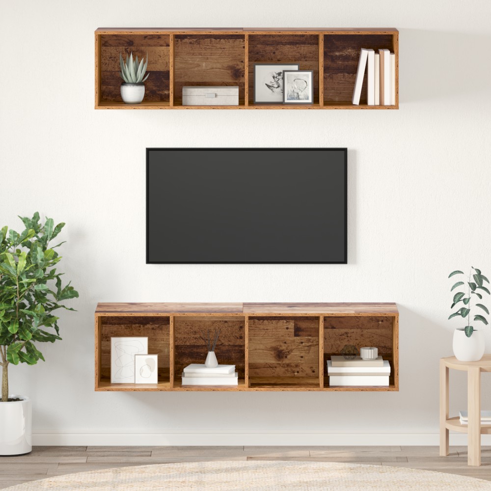 vidaXL Set comodă TV 2 pcs Lemn vechi 37 x 37 x 142.5 cm Lemn compozit