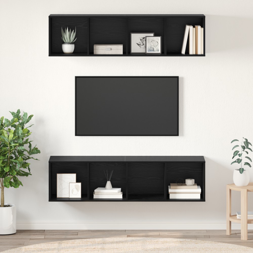 vidaXL Set comodă TV Pe perete 2 pcs Stejar negru 37 x 37 x 142.5 cm