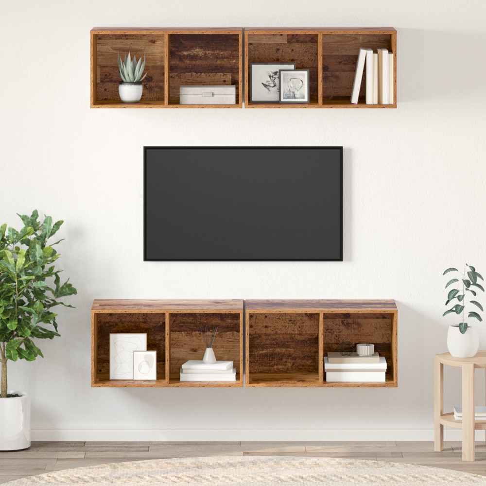 vidaXL Dulap pentru TV pe Perete 4 pcs Lemn vechi 37 x 37 x 72 cm