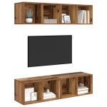 vidaXL Dulap pentru TV pe Perete 4 pcs Lemn vechi 37 x 37 x 72 cm