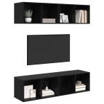vidaXL Dulap pentru TV pe Perete 4 pcs Stejar negru 37 x 37 x 72 cm