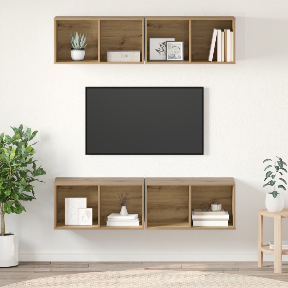 vidaXL Dulap pentru TV pe Perete Pe perete 4 pcs stejar artizanal
