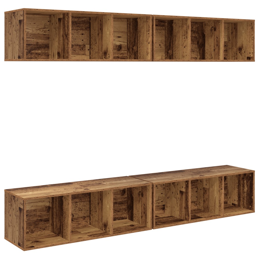 vidaXL Dulap pentru TV pe Perete 4 pcs Lemn vechi 37 x 37 x 107.5 cm