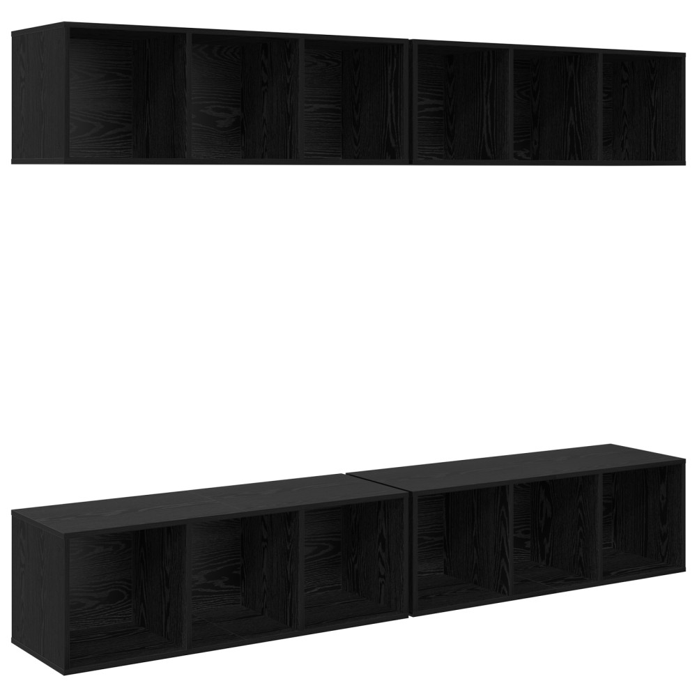 vidaXL Dulap pentru TV pe Perete 4 pcs Stejar negru 37 x 37 x 107.5 cm