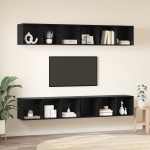 vidaXL Dulap pentru TV pe Perete 4 pcs Stejar negru 37 x 37 x 107.5 cm