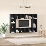 vidaXL Set comodă TV 4 pcs Negru 37 x 37 x 142,5 cm Lemn compozit