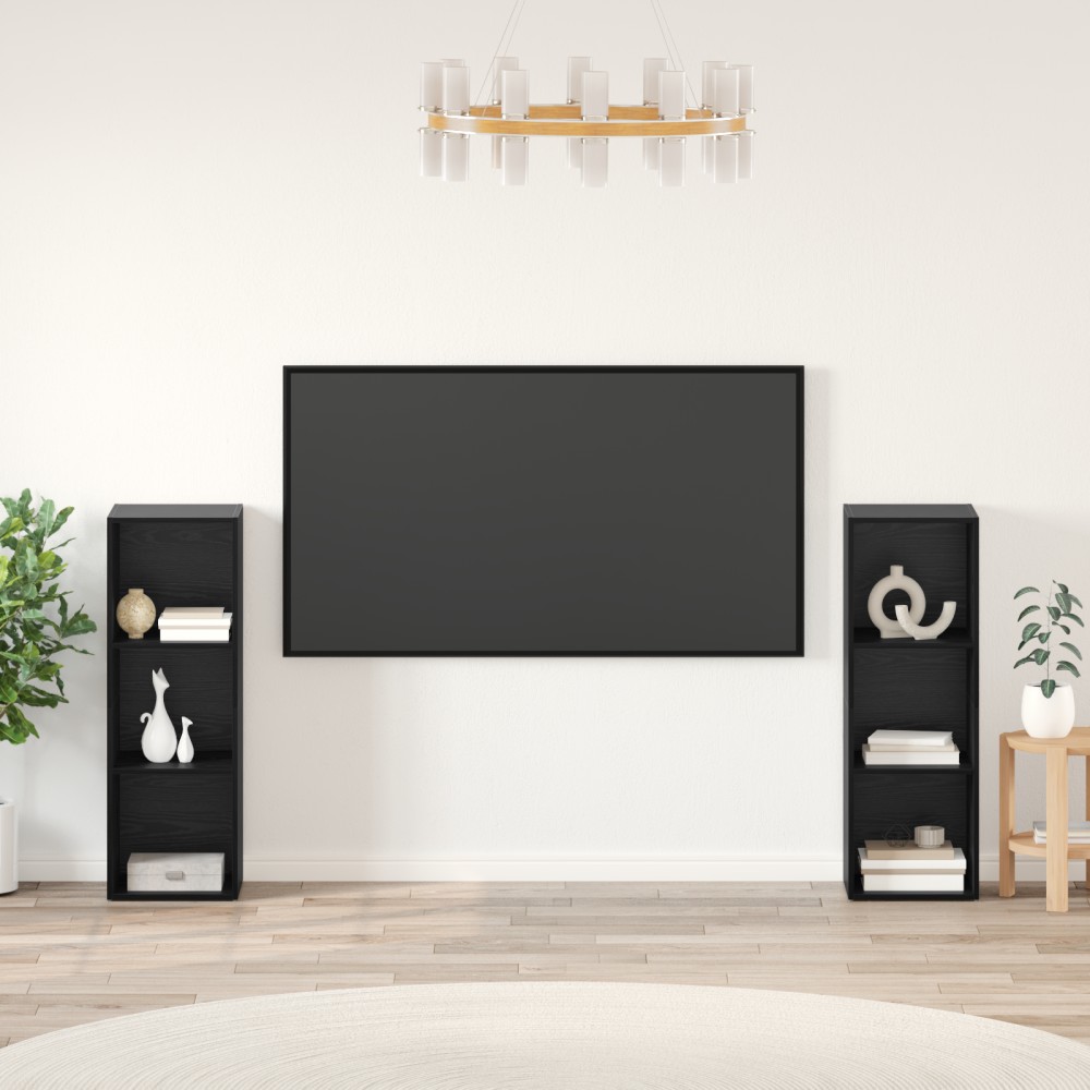 vidaXL Set comodă TV 2 pcs Stejar negru 107 x 35 x 37 cm Lemn compozit