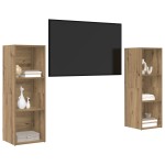 vidaXL Set comodă TV 2 pcs stejar artizanal 107 x 35 x 37 cm vidaXL Set comodă TV 2 pcs stejar artizanal 107 x 35 x 37 cm