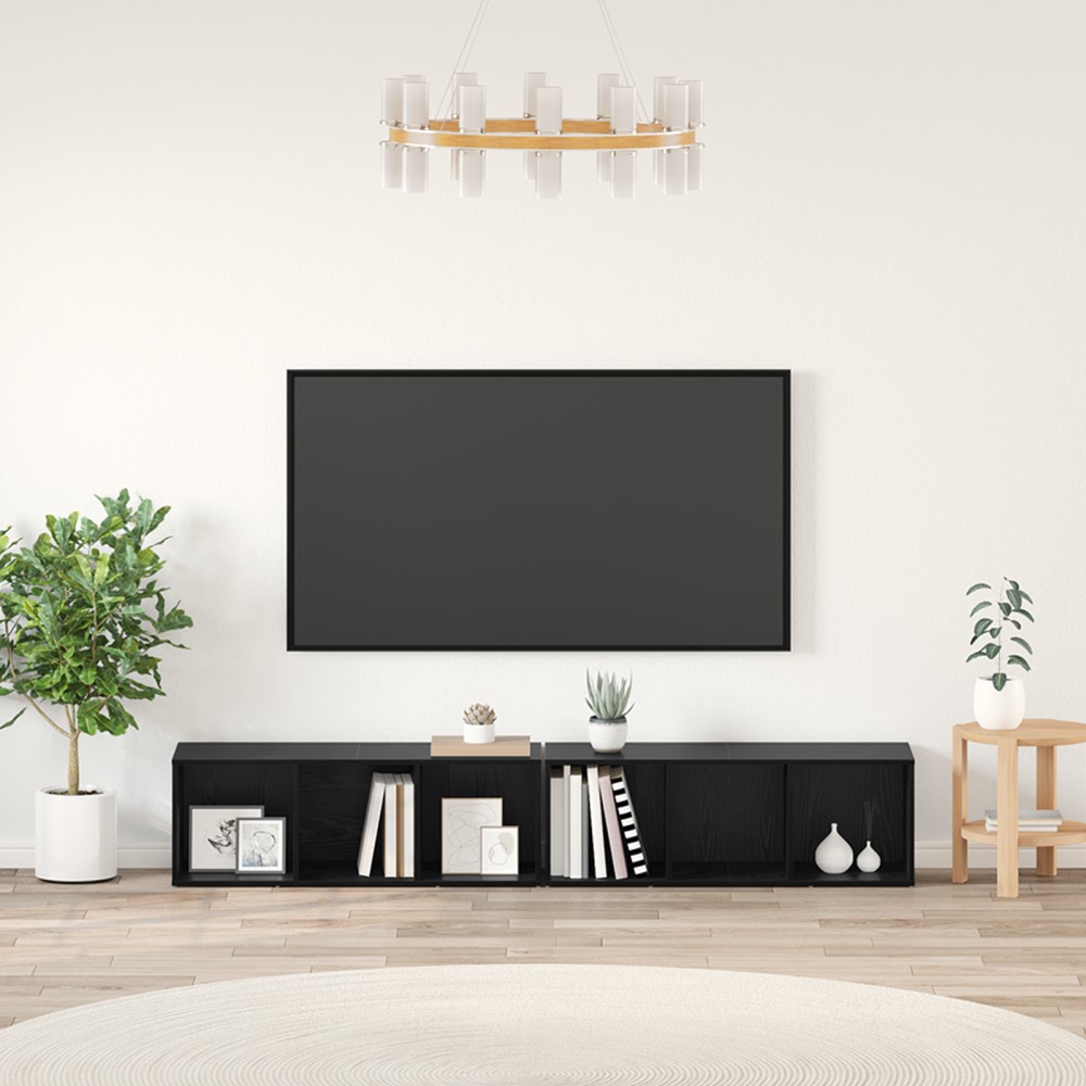 vidaXL Set comodă TV 2 pcs Stejar Negru Lemn compozit