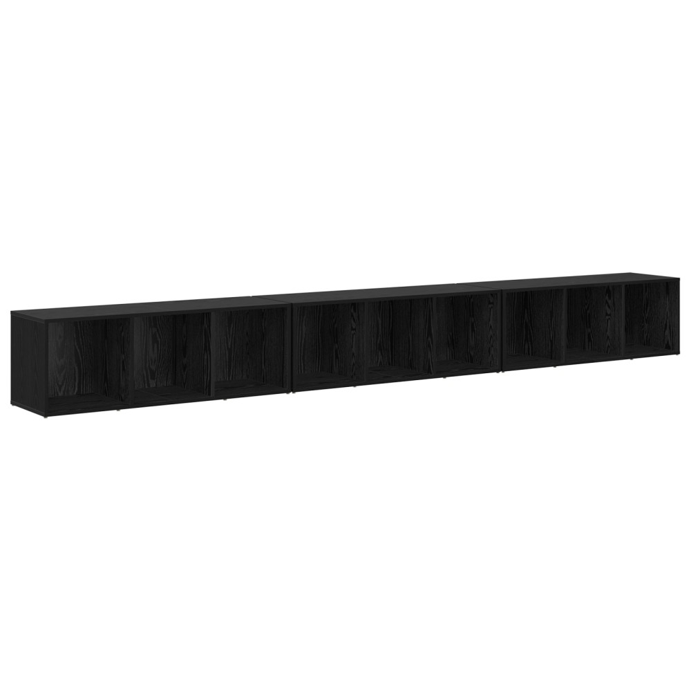 vidaXL Cabinet TV 3 pcs Stejar negru 37 x 35 x 107.5 cm