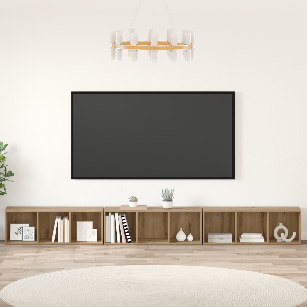 vidaXL Cabinet TV 3 pcs stejar artizanal 37 x 35 x 107.5 cm