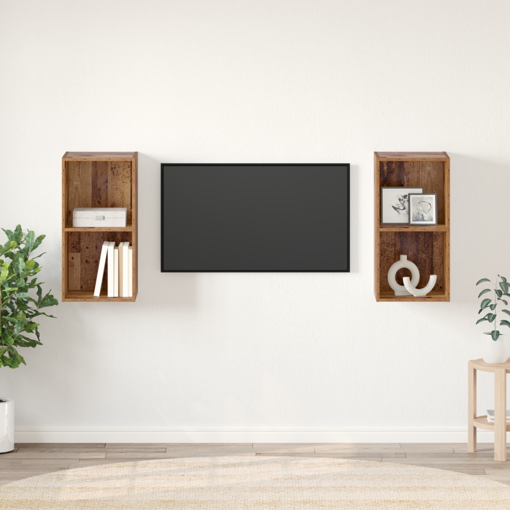 vidaXL Dulap pentru TV pe Perete 2 pcs Lemn vechi 37 x 37 x 72 cm