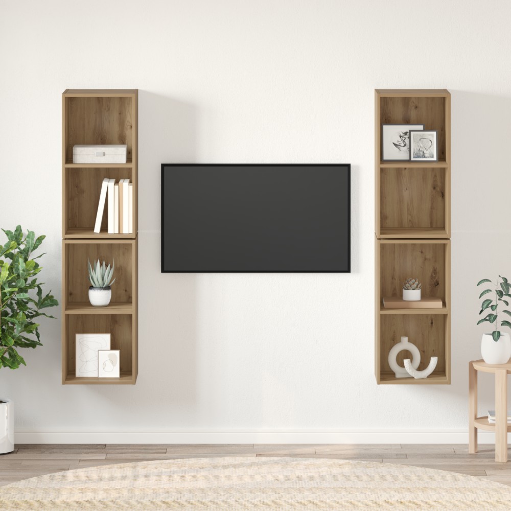 vidaXL Dulap pentru TV pe Perete 4 pcs Stejar artisanal