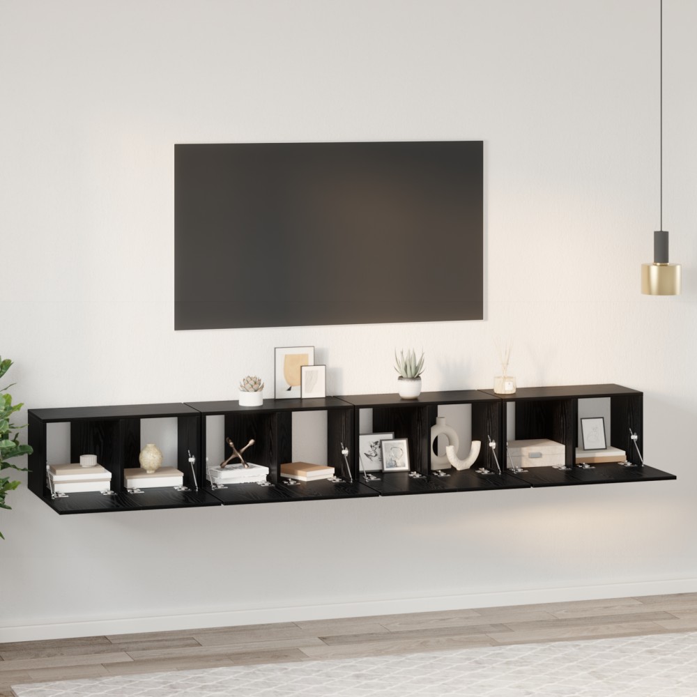 vidaXL Set comodă TV 4 pcs Stejar negru 60 x 30 x 30 cm Lemn compozit