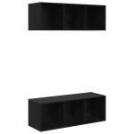 vidaXL Set comodă TV 2 pcs Stejar Negru 37 x 37 x 107 cm Lemn compozit