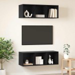 vidaXL Set comodă TV 2 pcs Stejar Negru 37 x 37 x 107 cm Lemn compozit